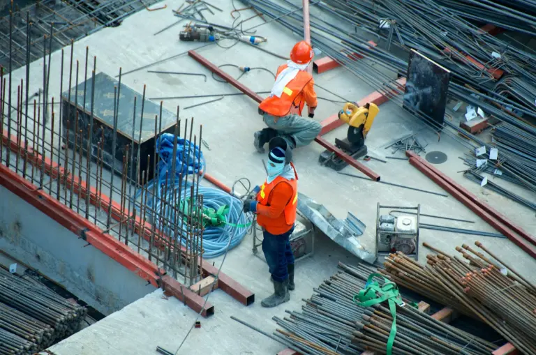 Civil construction workers on a structural building site