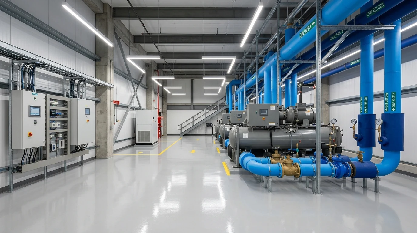 Building automation and central HVAC MEP facility management plant room